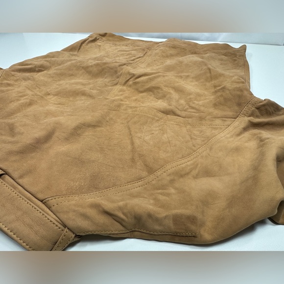 Surface to Air Seasaw Biker Jacket Tan Nubuck Leather Motorcycle Neck Straps M - Picture 14 of 16